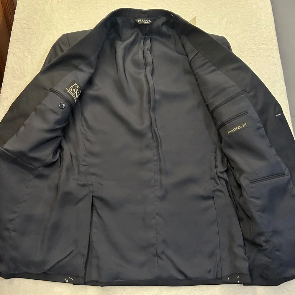 Jos. A. Bank Blazer Traveler Tailored Fit Mens 38 Short Navy Wool Metal Button